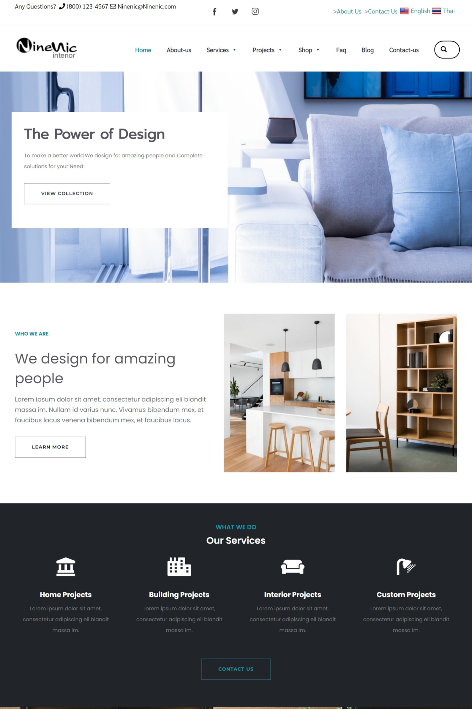 เว็บสำเร็จรูปธุรกิจ เว็บไซต์ที่แสดงงานออกแบบ ตกแต่ง ผลงาน Portfolio (interior) - แนะนำเว็บสำเร็จรูป NineNIC สำหรับองค์กร ธุรกิจ พร้อม Theme และ Template Layouts เว็บสำเร็จรูป Business Wordpress Theme พร้อมพื้นที่เว็บไซต์ พิเศษสุดฟรี! ใบรับรอง SSL - NineNIC business plus เครื่องมือสร้างเว็บไซต์ ใช้งานง่ายเพียงลากและวาง (Visual composer) ช่วยให้คุณเริ่มต้นเว็บไซต์ธุรกิจของคุณได้ทันที รับออกแบบเว็บไซต์โดยทีมงานมืออาชีพ มีบริการหลังการขาย พร้อมบริการลูกค้า ดูแลดี