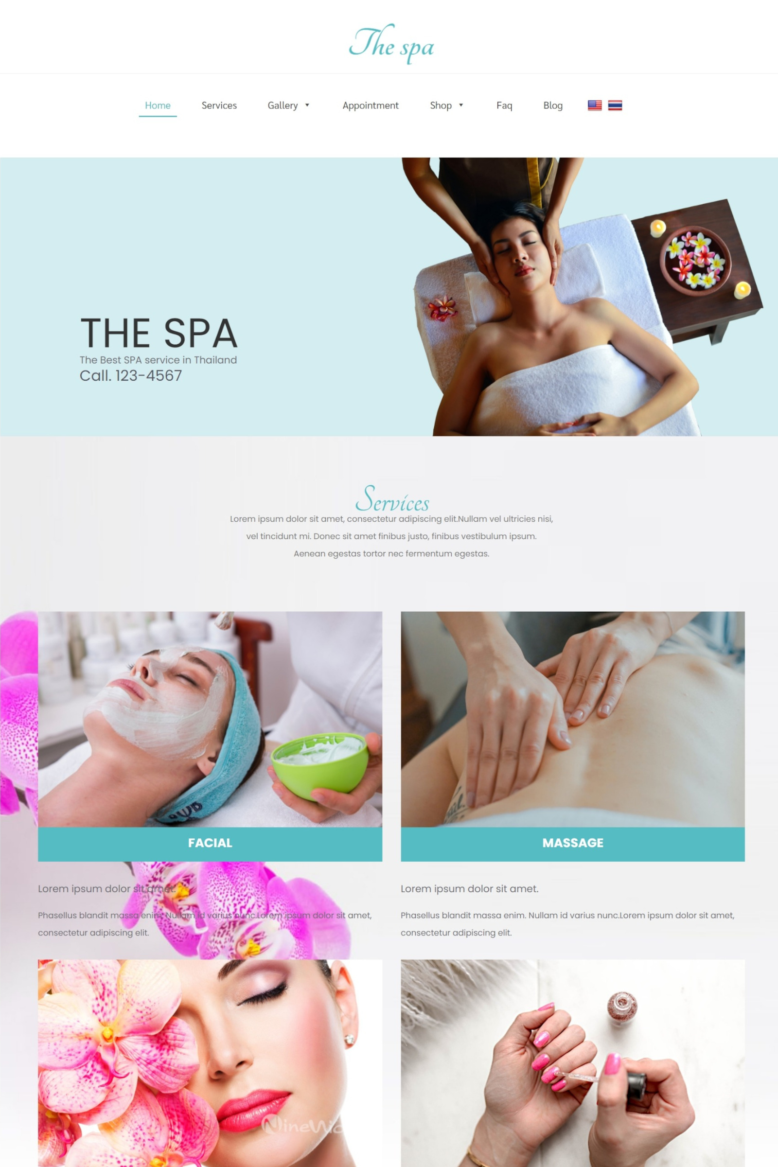เว็บสำเร็จรูปธุรกิจ เว็บไซต์บริการสปาดูแลผิว เล็บ นวดและอื่นๆ (spa) - แนะนำเว็บสำเร็จรูป NineNIC สำหรับองค์กร ธุรกิจ พร้อม Theme และ Template Layouts เว็บสำเร็จรูป Business Wordpress Theme พร้อมพื้นที่เว็บไซต์ พิเศษสุดฟรี! ใบรับรอง SSL - NineNIC business plus เครื่องมือสร้างเว็บไซต์ ใช้งานง่ายเพียงลากและวาง (Visual composer) ช่วยให้คุณเริ่มต้นเว็บไซต์ธุรกิจของคุณได้ทันที รับออกแบบเว็บไซต์โดยทีมงานมืออาชีพ มีบริการหลังการขาย พร้อมบริการลูกค้า ดูแลดี